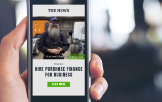 Mobile phone image with manufacturing hire purchase finance story preview